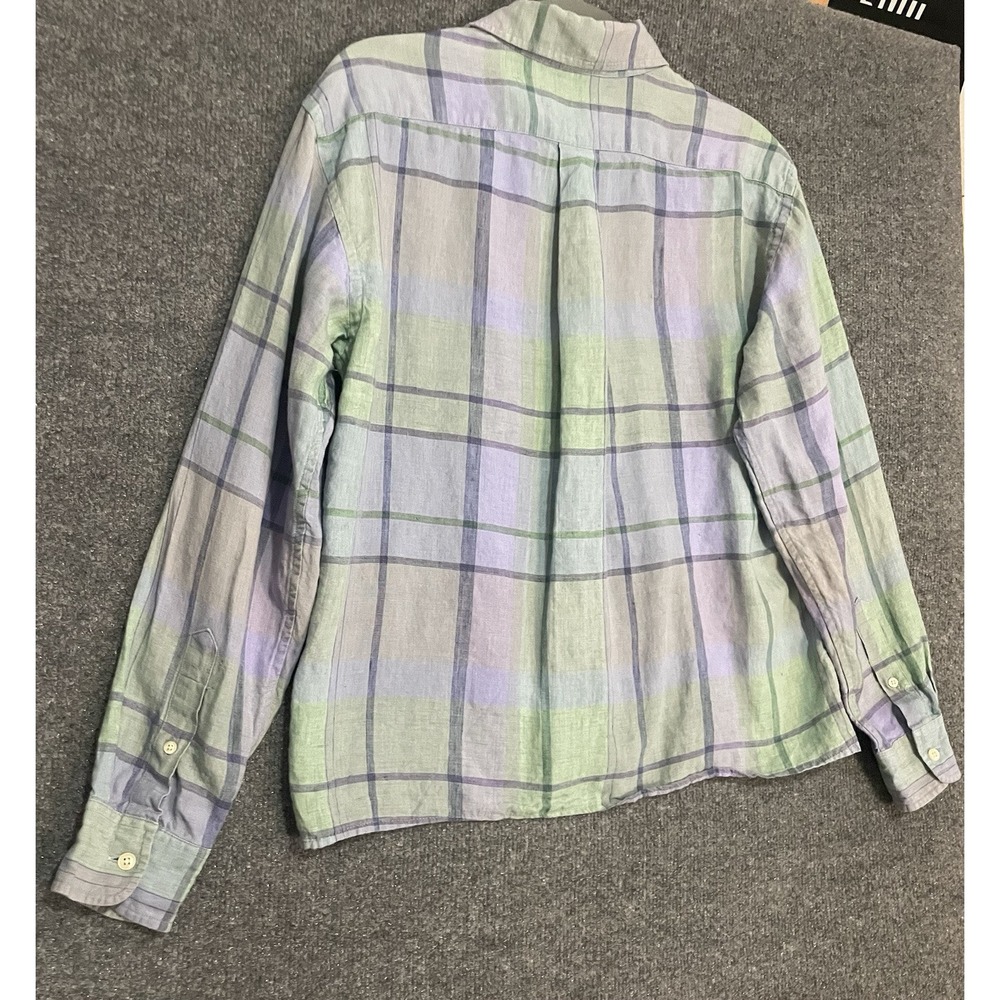 Ralph Lauren Shirt Womens Medium Mulitcolor 100% Linen Button Up Collar - Picture 9 of 10